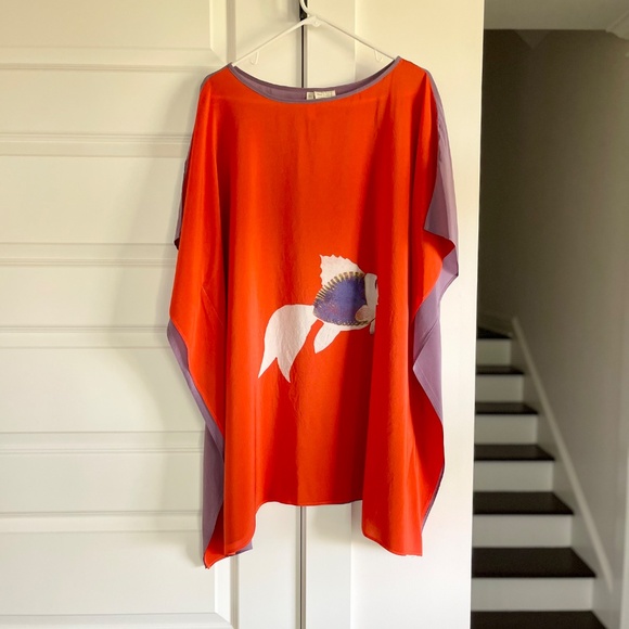 DE LA MER 1981 OS Silk Goldfish Mini Dress - Picture 4 of 9